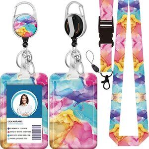 Lanyard‎ w Retractable Badge Holder w Carabiner Reel Belt Clip Nurse Teacher etc